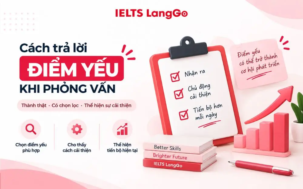 Cách trả lời điểm yếu khi phỏng vấn nên thành thật, có chọn lọc và thể hiện rõ quá trình cải thiện.