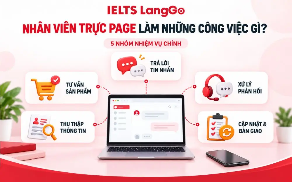 KPI nhân viên trực page thường gồm thời gian phản hồi, số hội thoại, tỷ lệ lấy thông tin, chuyển đổi, doanh số và chất lượng chăm sóc.