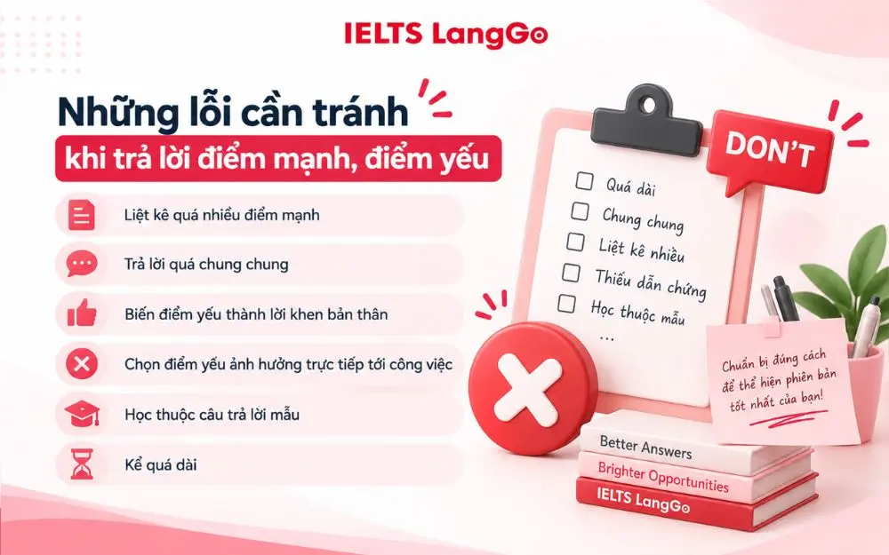 Những lỗi cần tránh khi trả lời điểm mạnh, điểm yếu trong phỏng vấn.