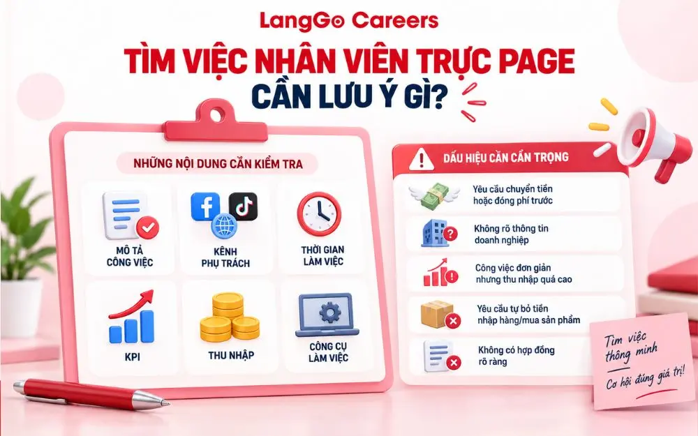 Những lưu ý quan trọng khi tìm việc nhân viên trực page để tránh JD không rõ ràng và lựa chọn công việc phù hợp.