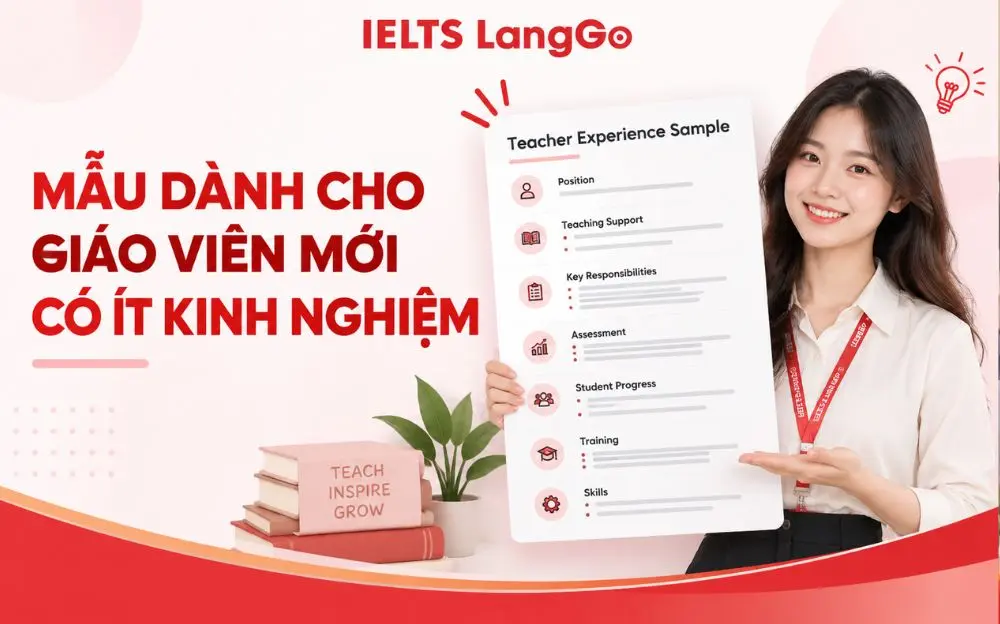 Mẫu JD dành cho giáo viên mới, nhấn mạnh kinh nghiệm và nhiệm vụ thực tế.