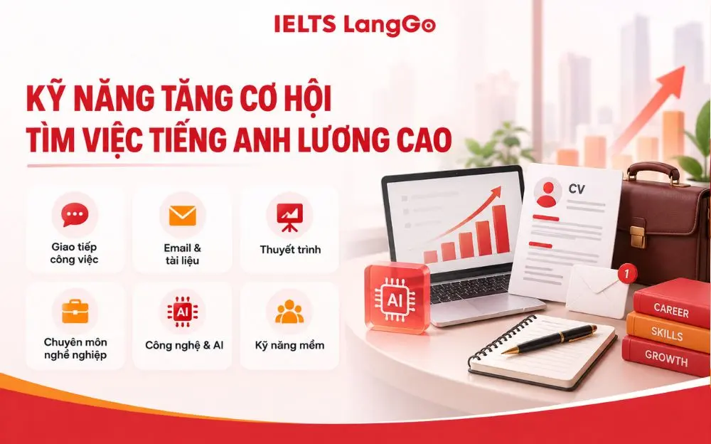 Kỹ năng nghề nghiệp giúp tăng cơ hội tìm việc tiếng Anh lương cao.