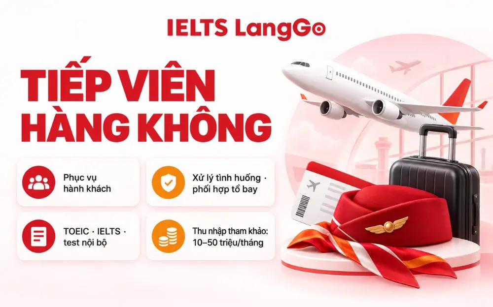 Tiếp viên hàng không cần tiếng Anh tốt, kỹ năng dịch vụ và xử lý tình huống.