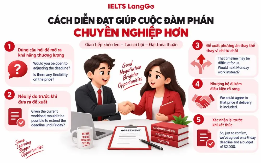 Cách diễn đạt giúp cuộc đàm phán tiếng Anh chuyên nghiệp hơn.