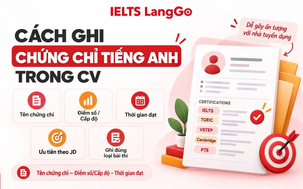 Cách ghi chứng chỉ tiếng Anh trong CV rõ ràng và đúng yêu cầu tuyển dụng.