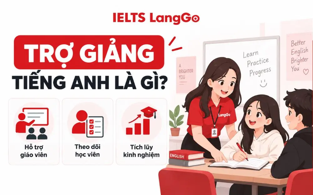 Trợ giảng tiếng Anh hỗ trợ giáo viên, theo dõi học viên và tích lũy kinh nghiệm giảng dạy.