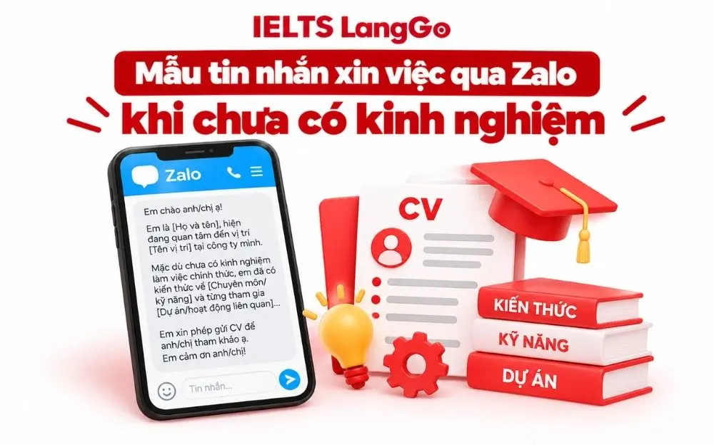 Mẫu tin nhắn xin việc qua Zalo dành cho ứng viên chưa có kinh nghiệm.