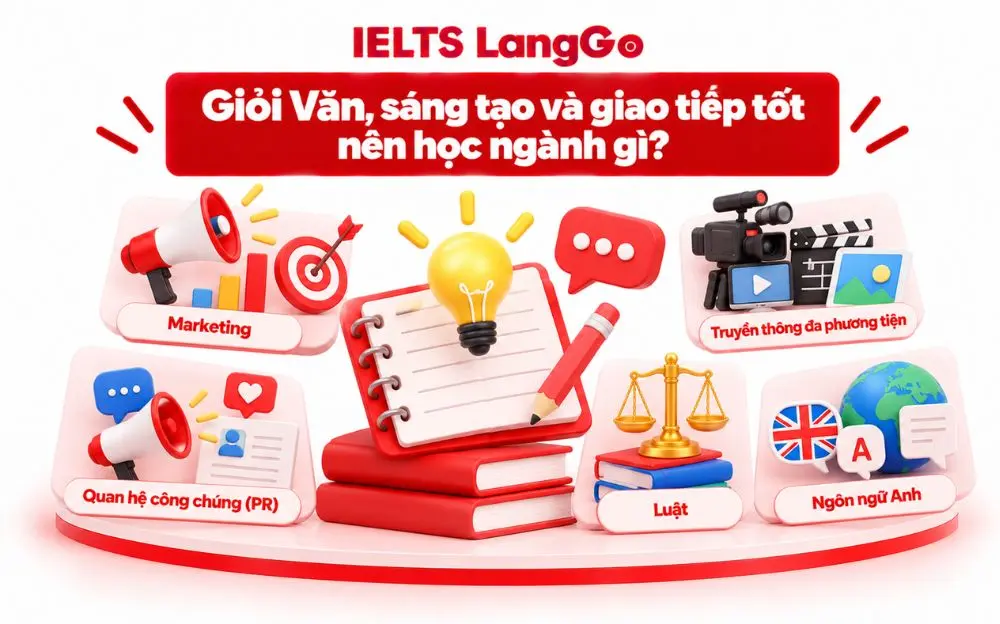 Gợi ý ngành học phù hợp cho học sinh giỏi Văn, sáng tạo và giao tiếp tốt.
