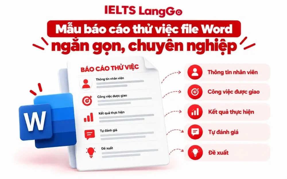 Mẫu báo cáo thử việc file Word với 5 nội dung chính cần có.