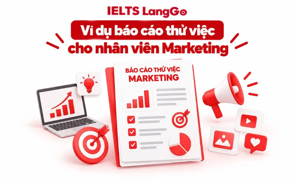Mẫu báo cáo thử việc Marketing với kết quả KPI và tự đánh giá.