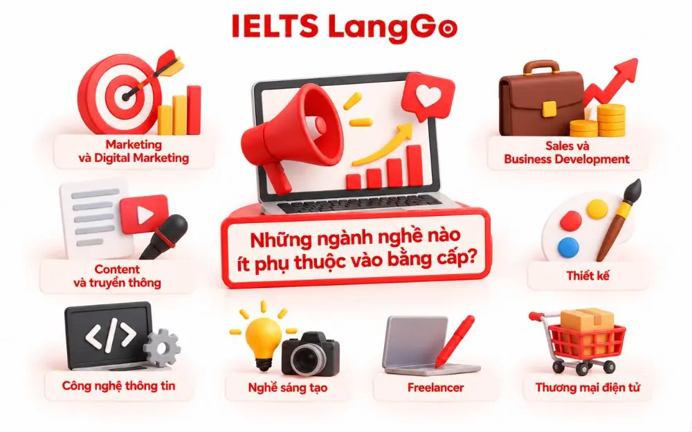 Những ngành nghề ít phụ thuộc vào bằng cấp, ưu tiên kỹ năng và kinh nghiệm thực tế.