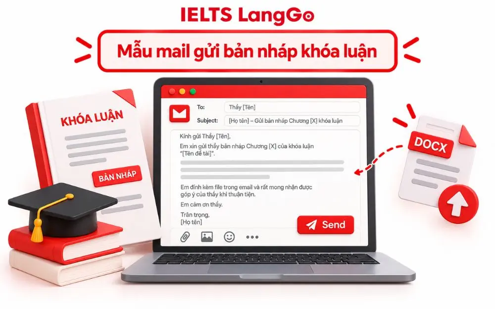 Mẫu mail gửi bản nháp khóa luận cho giáo viên hướng dẫn chuyên nghiệp.
