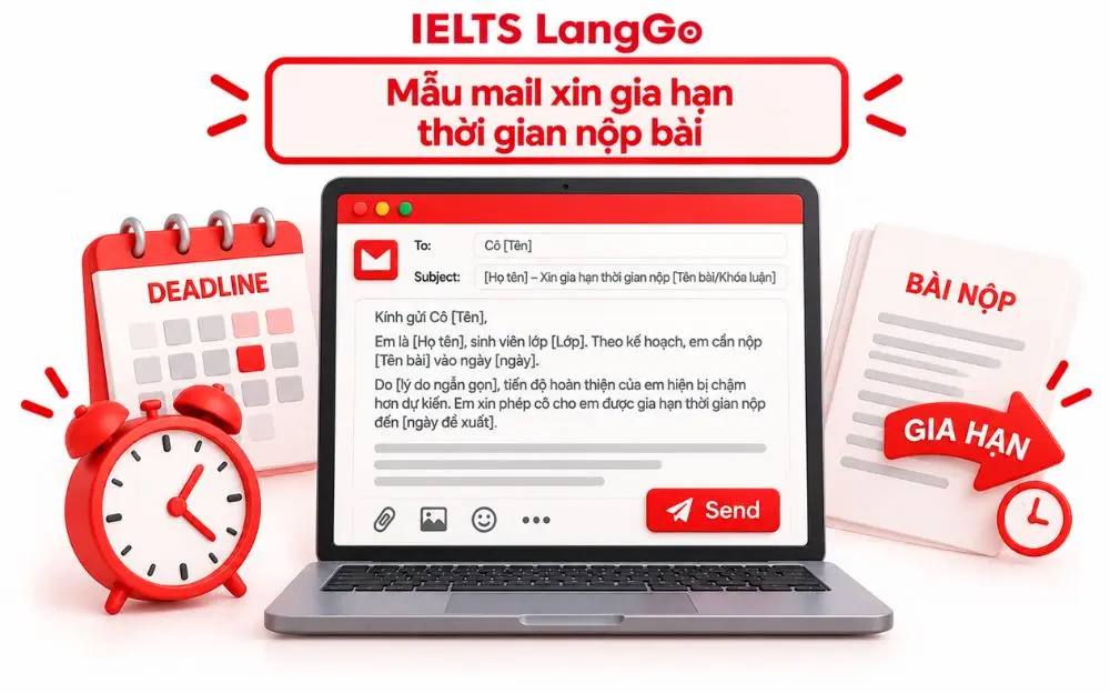 Mẫu mail xin gia hạn thời gian nộp bài lịch sự, chuyên nghiệp.