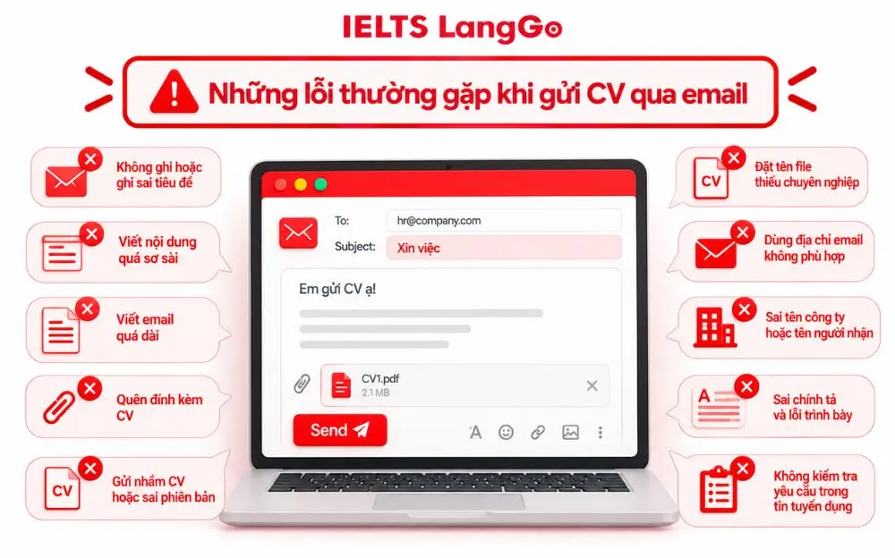 Những lỗi thường gặp khi gửi CV qua email khiến ứng viên mất điểm với HR.