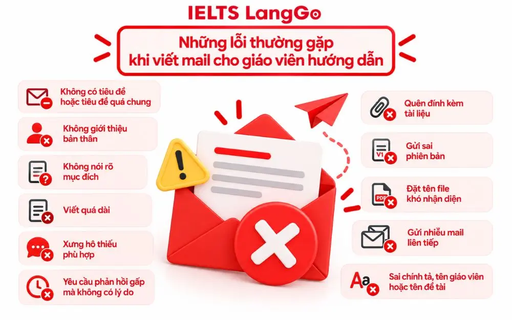 Những lỗi thường gặp khi viết mail cho giáo viên hướng dẫn cần tránh.