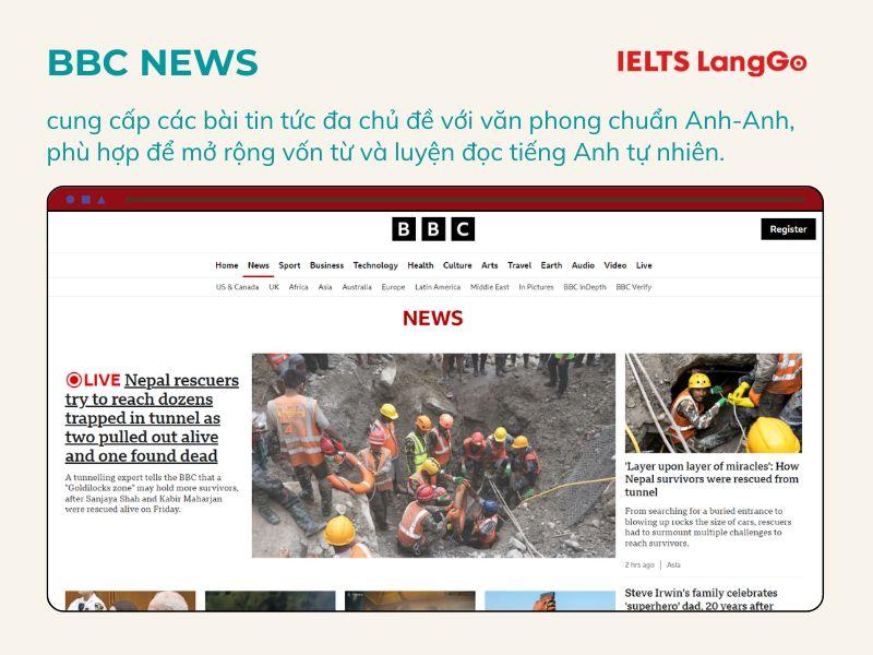 BBC News là chuyên trang tin tức nổi tiếng uy tín