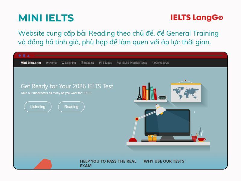 Bạn có thể tận dụng Mini IELTS như trang web luyện đọc tiếng Anh