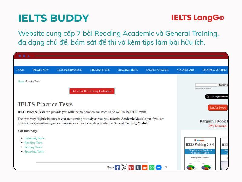 IELTS Buddy - một trang web luyện Reading IELTS chất lượng