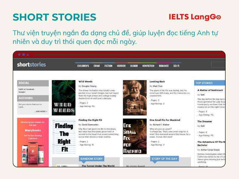 Short Stories là một thư viện truyện ngắn tiếng Anh trực tuyến