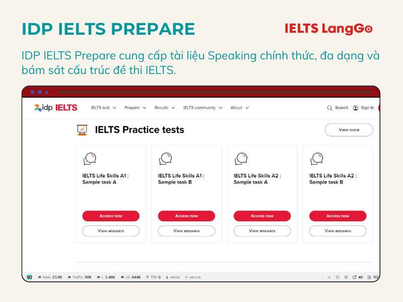 IDP IELTS Prepare - Kho tài liệu Speaking chính thức, chuẩn IELTS