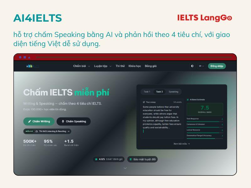 AI4IELTS - Công cụ chấm Speaking bằng AI, giao diện tiếng Việt