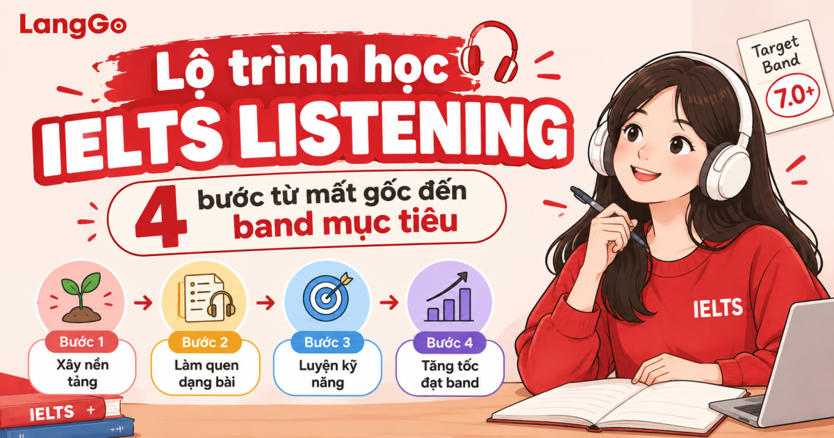 Lộ trình học IELTS Listening: 4 bước từ mất gốc đến band mục tiêu